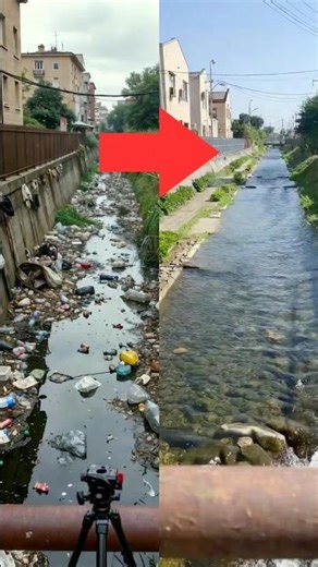Before vs After: How a Polluted Canal Became Crystal Clear #construction #river #canal #airpollution
