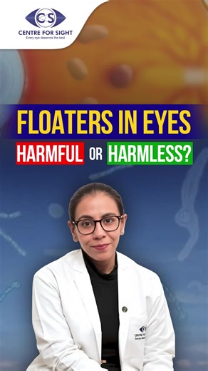 Centre For Sight on Instagram: "Eye Floaters Explained: When Are They Harmless? | Aastha Gumber | Centre For Sight Eye floaters are seen in the vitreous gel of the eye. In this short, Aastha Gumber from Centre For Sight explains that floaters are usually harmless as long as they are not affecting the retina. A proper dilated eye examination is important to check the entire peripheral retina and rule out any tears, holes, or retinal damage. If your retina is healthy, there is nothing to worry abo