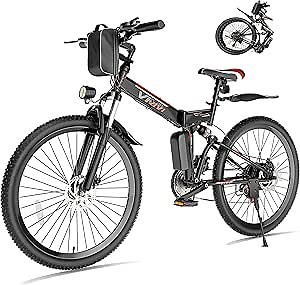 Vivi Electric Bike for Adults Foldable 500W 26'' Ebike 20MPH Adult Mountain Electric Bicycles with 48V Removable Battery, Up to 50 Miles, 21 Speed, Dual Shock Absorber