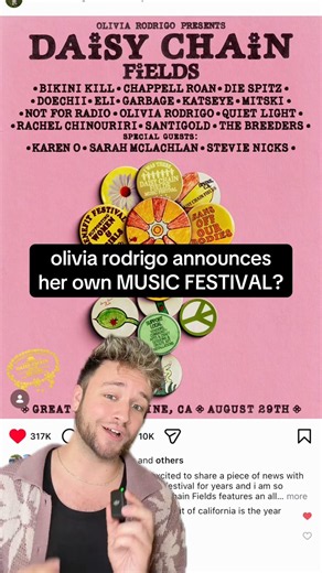 olivia rodrigo announces Daisy Chain Fields MUSIC FESTIVAL