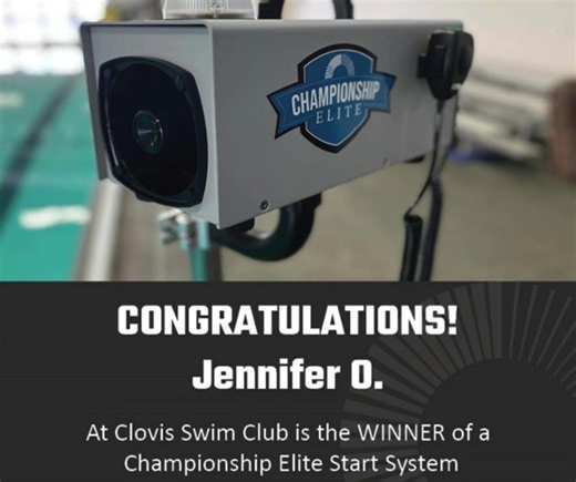 Jennifer O. with Clovis Swim Club is the Championship Elite winner!!  Thank you, Jennifer, for stopping by our booth at the American Swimming Coaches Association Pacific Swim Coaches Conference last week and entering to win. We will be at the 2024 AOAP Conference next month in Reno, NV giving another Championship Elite Start System away! #swimming #swimtiming #CTS #pacificswim #ASCA | Colorado Time Systems | Facebook