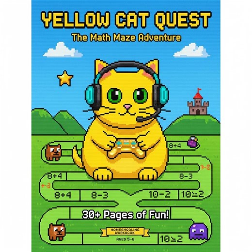 Gamer Cat Math Worksheets – Kawaii Printable PDF | Cute Cat Addition & Subtraction Practice for Kids | Digital Download - Etsy