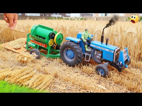 DIY Mini Tractor & Thresher Machine Working | Realistic 4K Miniature Wheat Harvesting