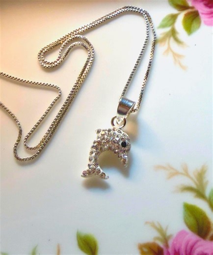 Dolphin Necklace and Reversible Pendant Sterling Silver Vintage Italy Chain 18 Inch Length - Etsy
