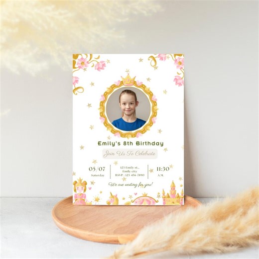 Editable Princess Birthday Invitation, Girls Template, Birthday Invite (digital Download) - Etsy