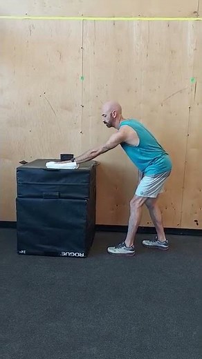 Standing AAROM Shoulder Flexion Table Slide with Towel (up to 120°)