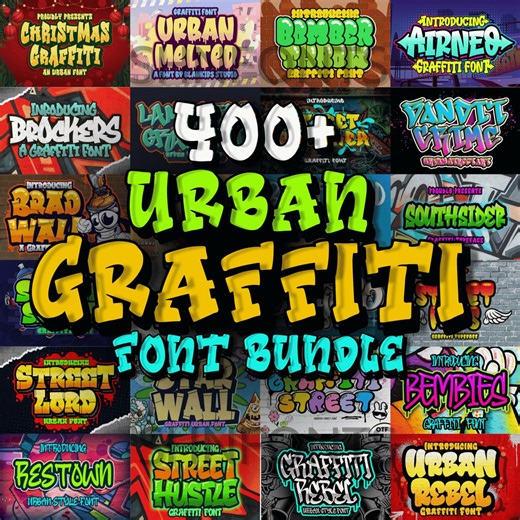 400  Urban Graffiti Font Bundle (TTF & OTF) - Etsy