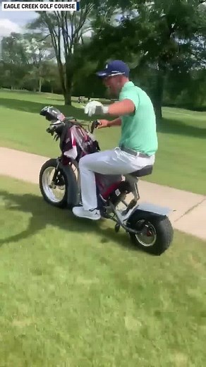 Golfing in Style! Eagle Creek Golf Course in Norwalk, Ohio debuted a single rider electric golf cart which looks like a motorcycle. | The National Desk - TND