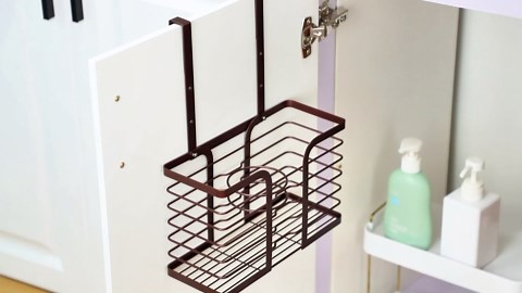 YIGII Hair Dryer Holder - Hair Tool Organizer 3-in-1 Blow Dryer Holder Adjustable Height, Bathroom Organizer Wall Mounted/Cabinet Door for Flat/Curling Irons, Hair Straighteners