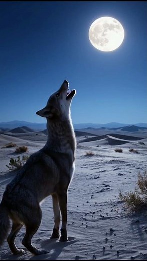 Wild Desert Night: Coyote Howling Beneath a Full Moon 🌕 |#CoyoteHowling#DesertWildlife#NightInDesert