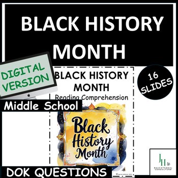 DIGITAL Black History Month Reading Comprehension DOK Activities | Middle School