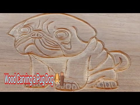 Wood Carving a Pug Dog | Amazing Woodworking Art 🐶🪵