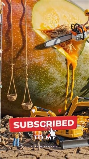 Tiny Workers Harvesting a Giant Mango | Cinematic Mini Construction Scene