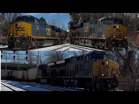 CSX Intermodal Train I031, Autorack Train M277 & Coal Train C785 At St. Denis Station