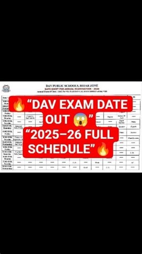 🚨 DAV Annual Exam Date Sheet 2025-26 Out Now! | All Classes | Full Details 😱#viralshorts