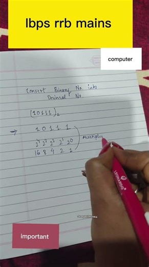 convert binary numbers into decimal numbers #ibpsrrbpomains #ibpsrrbclerkmains #youtube #ytshorts