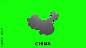 China Map Showing Up Intro By Regions 4k animated China map intro background with countries appearing and fading one by one and camera movement