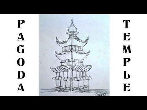 Japanese Pagoda Temple Monument | Step-by-Step Drawing for Beginners | Buddhist Pagoda Temple