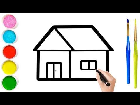 How to Draw a House Easy Step By Step for Kids, Drawing Drawing, Drawing for Kids, Drawing House