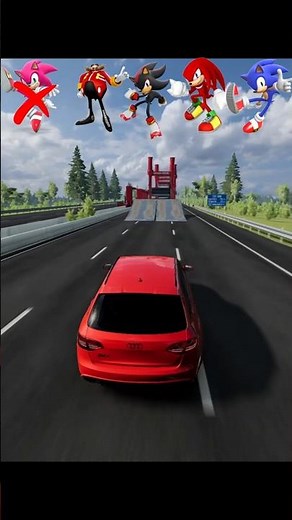 who among Sonic and his friends can pass the crushing machine ? #beamngdrive