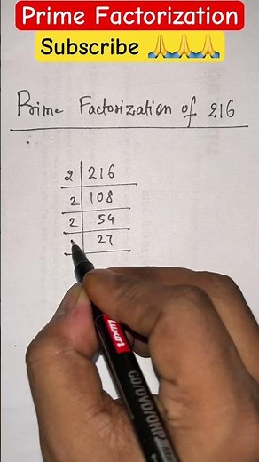 Prime Factorization of 216 #maths #factorize #primefactorization #math