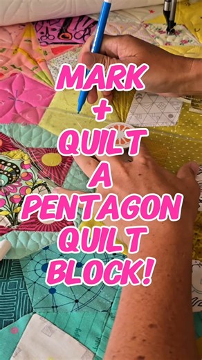Natalia Bonner on Instagram: "Here’s how I mark and quilt a pentagon-shaped block using machine quilting rulers! 🖊️✨ I’m using the Sway 3 ruler to bring these darling flower designs to life—one block at a time. 🌸 This is just a peek! I’ll be sharing my full custom machine quilting process on my Tula Nova quilt inside the PNQ Academy. 💻🎉 Mention ACADEMY below and I’ll send you the info! #MachineQuilting #TulaNova #CustomQuilting #SwayRuler #QuiltWithMe #PNQAcademy #FreeMotionQuilting #QuiltIn