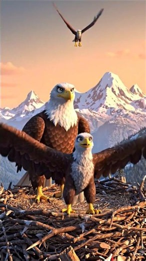 🦅 Mother Eagle Teaches Her Baby to Fly | Heartwarming Wildlife Story