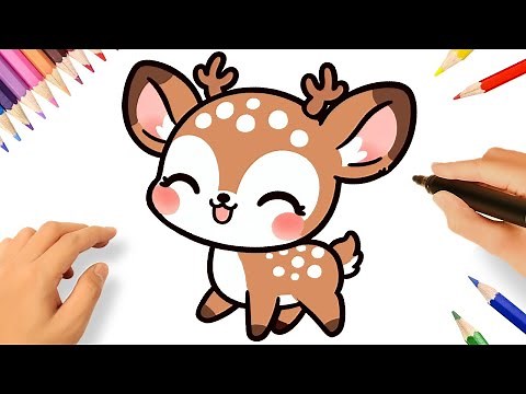 HOW TO DRAW A CUTE KAWAII DEER STEP BY STEP 🦌💟