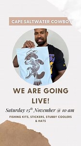 This Saturday, 15th November at 10am, our website goes LIVE with our full Cape Saltwater Cowboy range! •Unisex Fishing Kits – both colours •Insulated Stubby Coolers – Charcoal, Red, Green & Mango •Vinyl Stickers – small & large in both logos •Trucker Hats – limited stock Everything is limited stock, so don’t miss out once we go live. | Cape Saltwater Cowboy