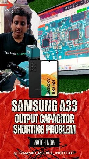 Mohd Shakir on Instagram: "Samsung A33 Capacitor Output Shorting Problem Best Mobile Repairing Institute 🔥 _____________________________________________ 🚨 Your future in tech starts HERE! Are you obsessed with smartphones? Always watching phone teardowns and reviews by Technical Guruji, Trakin Tech, or Tech Burner? 👨‍🔧📱 Then why not turn that passion into a profitable career? _____________________________________________ At Dynamic Mobile Institute, we don’t just teach you how to fix phones