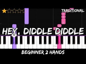 Traditional Nursery Rhyme - Hey, Diddle Diddle - Easy Beginner Piano Tutorial - For 2 Hands