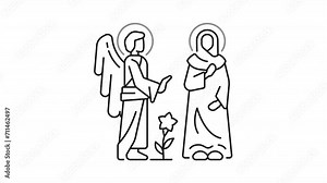 Jesus Christ birth animation set. Biblical scenes animated line icons. New testament. Nativity story. Black illustrations on white background. HD video with alpha channel. Motion graphic