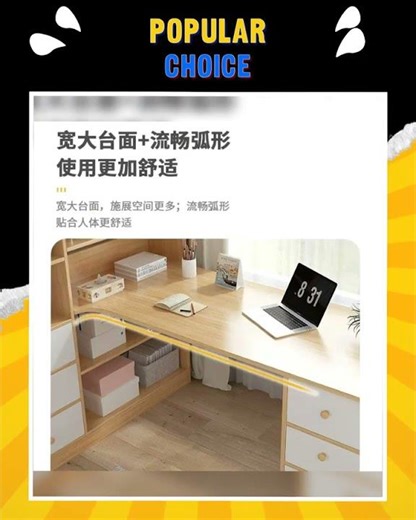 Computer Desk Bookshelf Integrated Shelves Drawers Large Laptop Home Bedroom Student Study Writin...
