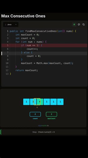 Max Consecutive Ones Using Java #dsa #programming #codeadventure #java #faang #correctcoding