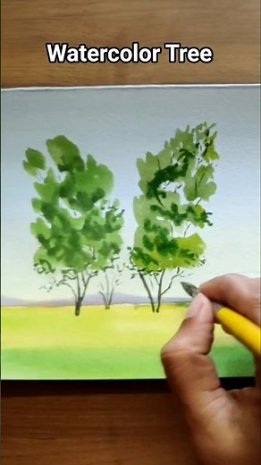 How to paint Tree, Easy wayWatercolor Tree #art #watercolor #artchannel #arttutorial #shorts#artist