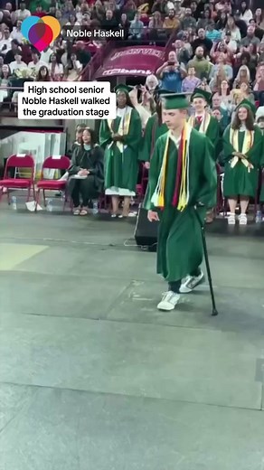 After being paralyzed by a car accident in 2021, Colorado teen Noble Haskell was determined to walk across the stage at his high school graduation — and he did just that. #news #graduation #goodnews
