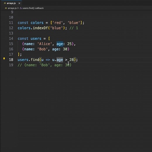 Master JavaScript array search methods! Learn when to use includes(), indexOf(), and find()  ✅ includes() - Check if value exists ✅ indexOf() - Get the position/index ✅ find() - Search with conditions Perfect for beginners learning JavaScript arrays!  Follow for daily JavaScript tips  Save this for later https://youtu.be/bEHJ0l7mnLw | Fullstack Flow | Facebook