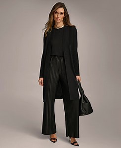Donna Karan New York Tie Front Long Cardigan & Pleated Pull-On Pant - Macy's