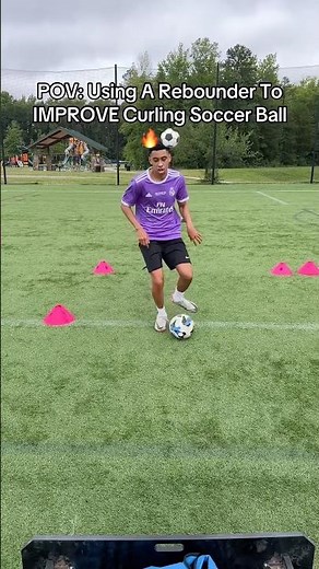 POV: Using A Rebounder To IMPROVE Curling Soccer Ball 🔥⚽️#soccer #football