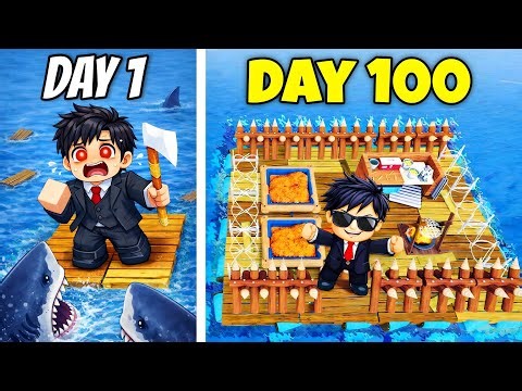I Survived 100 Days On Raft Roblox!