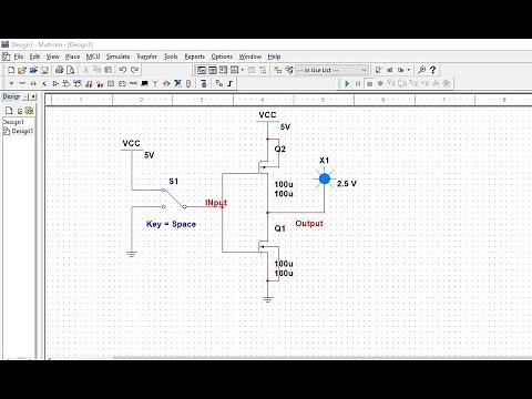 Inverter using CMOS || MULTISIM || NOT gate || Simulate Electronics