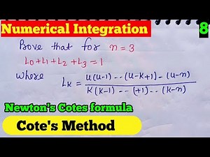 Cotes method Newton cote's Formula| lec 8 Bsc final year numerical analysis