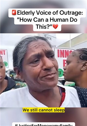 An elderly woman stood outside the KwaDukuza Magistrate’s Court today, her voice trembling with raw pain and disgust as the three accused in the Monswamy family massacre made their latest appearance. Hiding their faces like the cowards they are, the suspects, aged 21, 26, and 28, once again refused to show themselves while charged with the brutal kidnapping, robbery, rape, and murder of seven innocent souls. Her words cut through the heavy air and pierced every heart present: “How can a human be