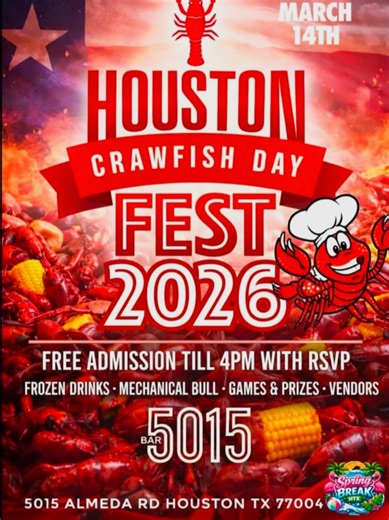 Annual Houston Crawfish Day Fest by @Wayne Cole & @Spring Break HTX Featuring Jamie Glenn of @jamieglennssmokehouse Mr. Almeda for Smoked Brisket and Ribs🔥🔥🔥 Contact Wayne Cole for Tickets and details🤘🏿 Date: March 14th Time: 12pm-8pm Location: The Bar 5015 5015 Almeda Houston, TX 77004 #fyp #explore #reels #fypシ #explorepage