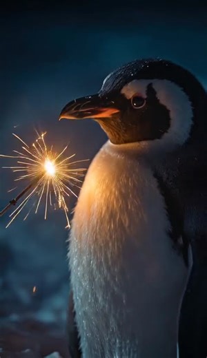 What Happens When a Penguin Gets a Sparkler? #cute #cuteanimals #penguin#viral #shorts