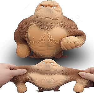 Stretch Gorilla Figure - Stress Relief Squeeze Toy for Kids & Adults, Sensory Toy for Anxiety, ADHD & Autism - Easter & Birthday Gift (Brown)