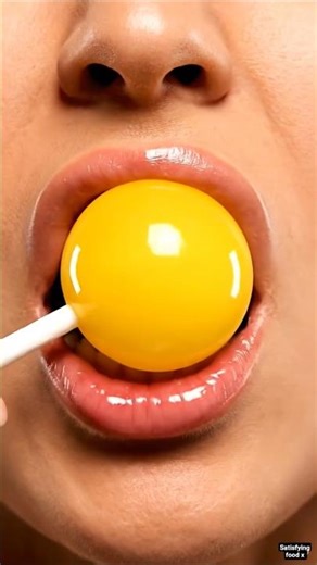 Satisfying Yellow Lollipop ASMR 🟡🍭 | Hard Crack Bite & Slow Crunchy Chewing | #shorts #asmr #candy