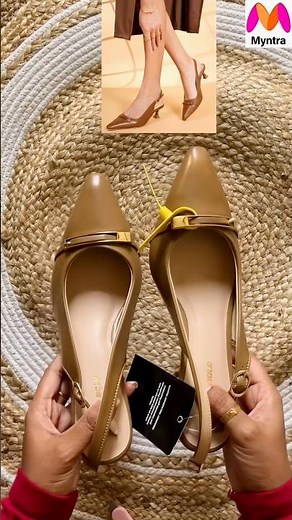 Tan/brown pointed pump kitten heel #myntrafinds #heels #formalshoes #footwear