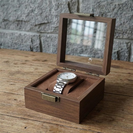Walnut Wood Single Watch Box, Luxury Display Case for Him, Anniversary Gift - Etsy