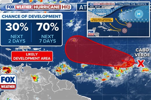Tropical depression ‘likely’ to form as disturbance swirls across Atlantic Ocean